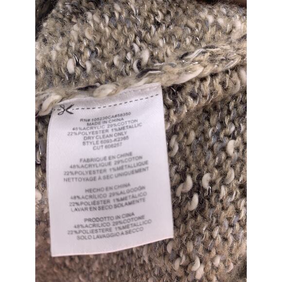 SOFT Joie Women's Turtleneck Sweater Oatmeal Chunky Knit Metallic Thread M - Picture 6 of 8